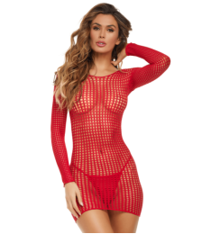 Robe résille fantaisie rouge - REN7107-RED